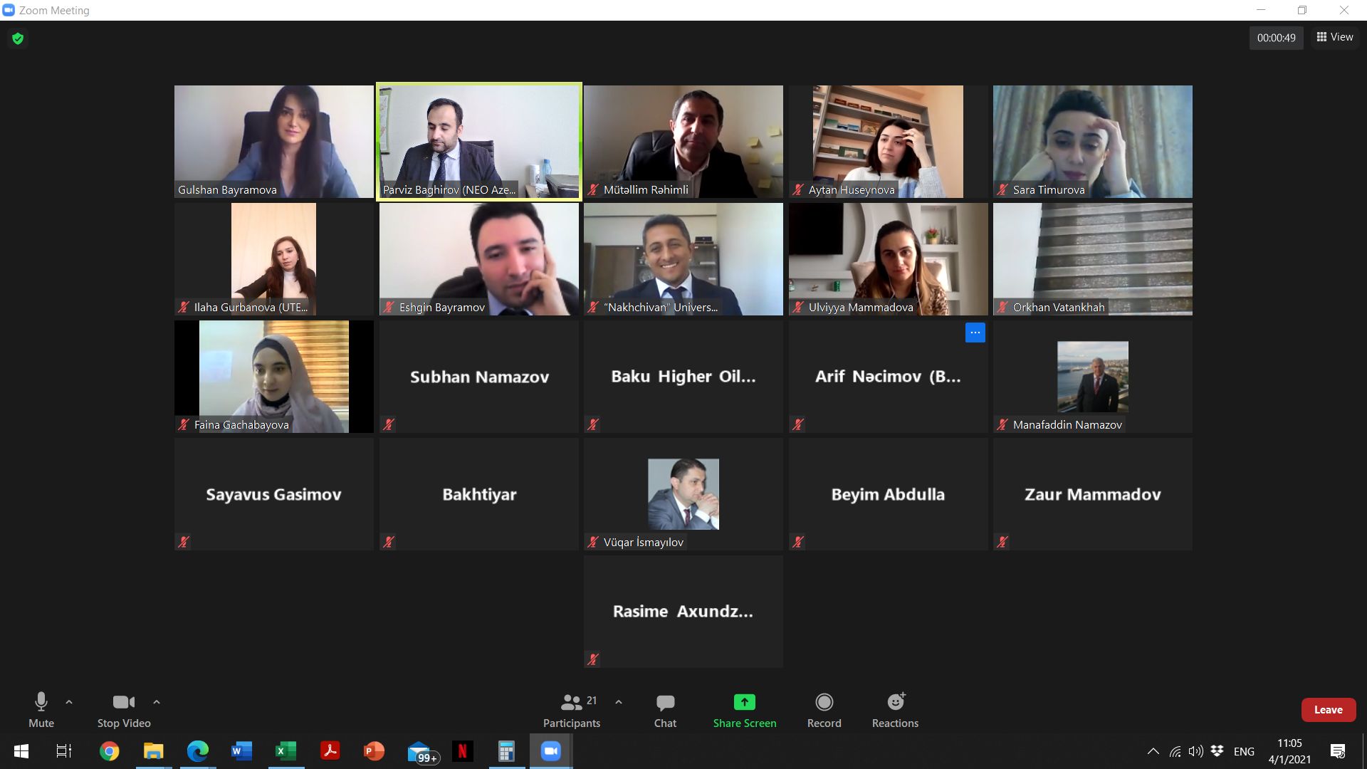 Erasmus+ ECAR Layihəsi Nümayəndələri ilə Görüş ( On-Line 01.04.2021)